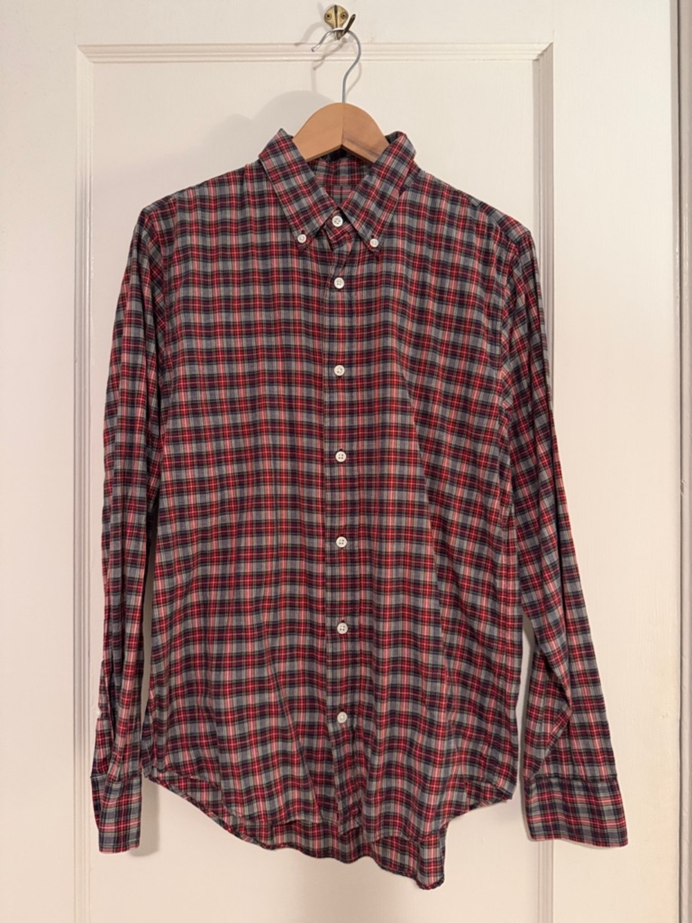 Jack Spade Red and Gray Plaid Button-Down Shirt